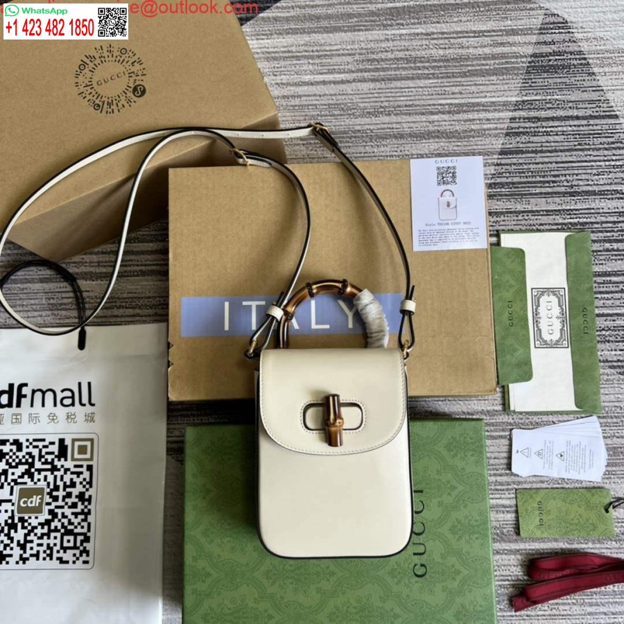 Replica Gucci 702106 Bambukinė Mini Rankinė Balta