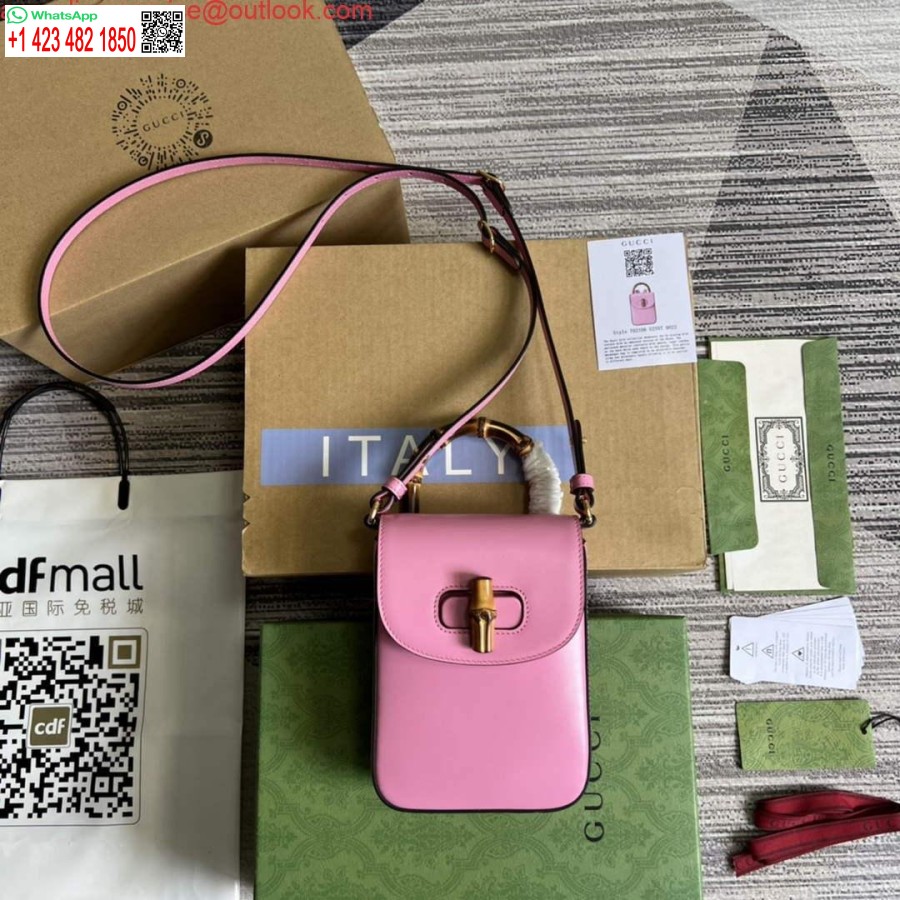 Replica Gucci 702106 Bambusa Mini Rokassomiņa Rozā