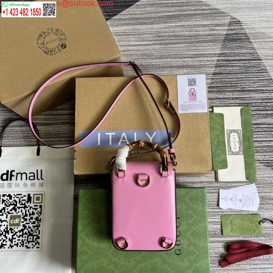 Replica Gucci 702106 Bambusa Mini Rokassomiņa Rozā