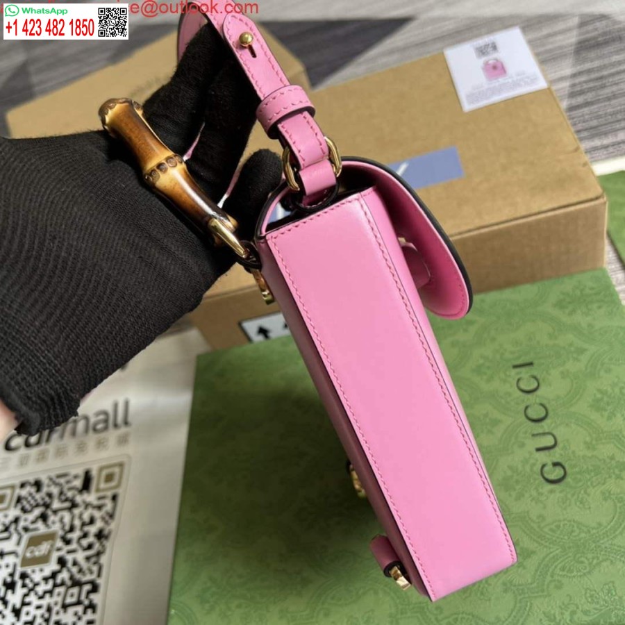 Replica Gucci 702106 Bambusa Mini Rokassomiņa Rozā