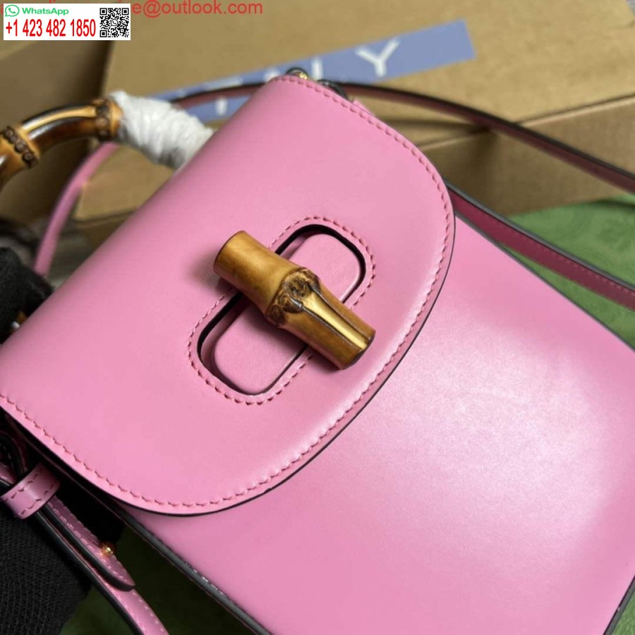 Replica Gucci 702106 Bambusa Mini Rokassomiņa Rozā