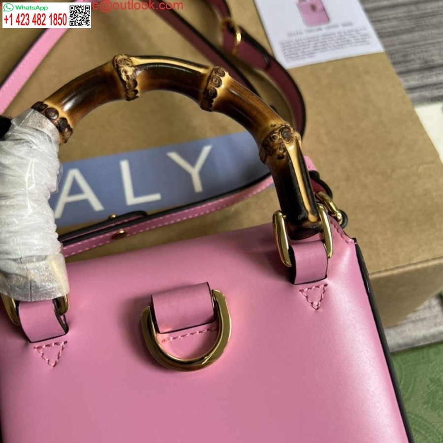 Replica Gucci 702106 Bambusa Mini Rokassomiņa Rozā