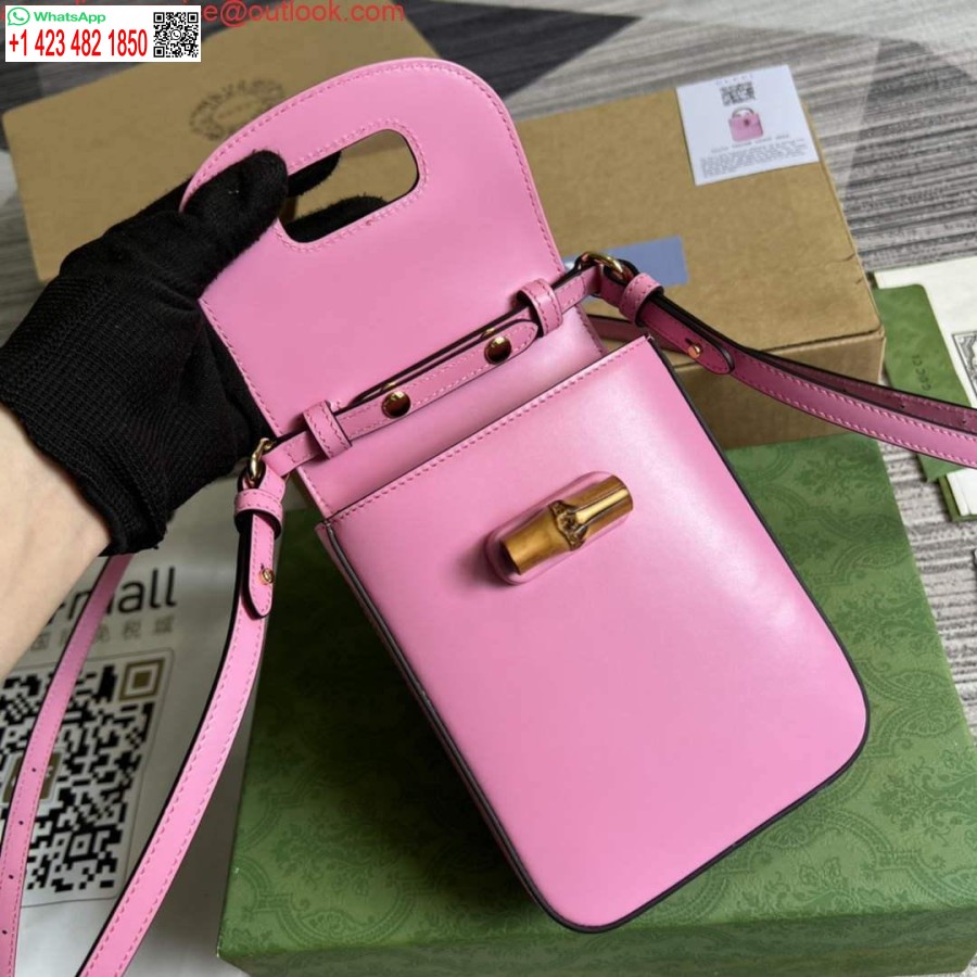 Replica Gucci 702106 Bambusa Mini Rokassomiņa Rozā