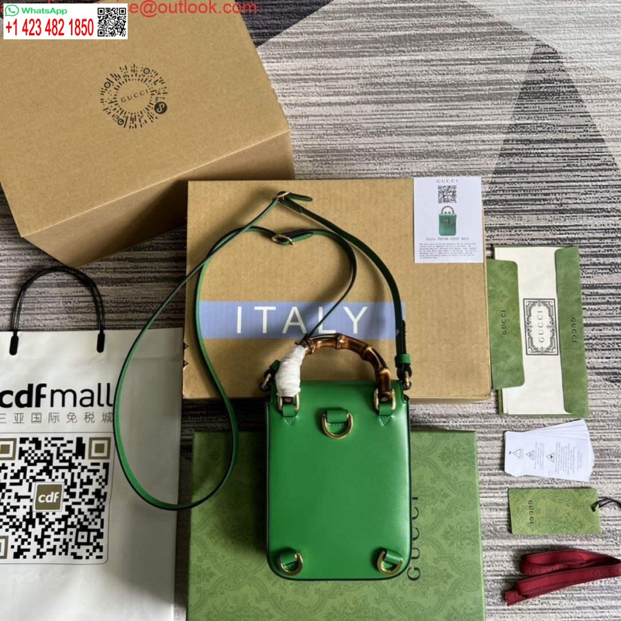 Replik Gucci 702106 Bambus Mini-Handtasche Grün