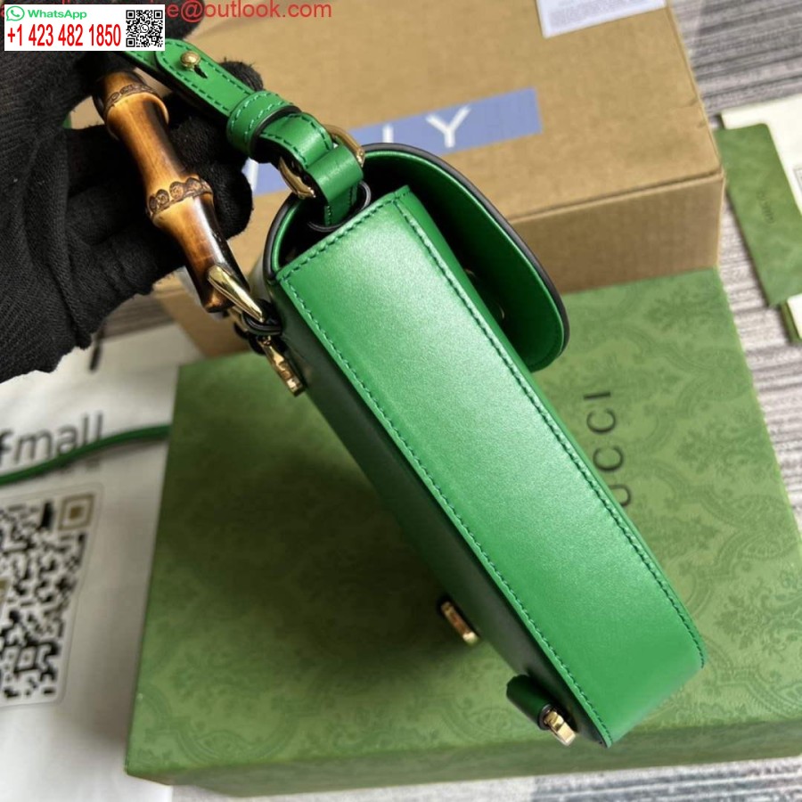 Replik Gucci 702106 Bambus Mini-Handtasche Grün