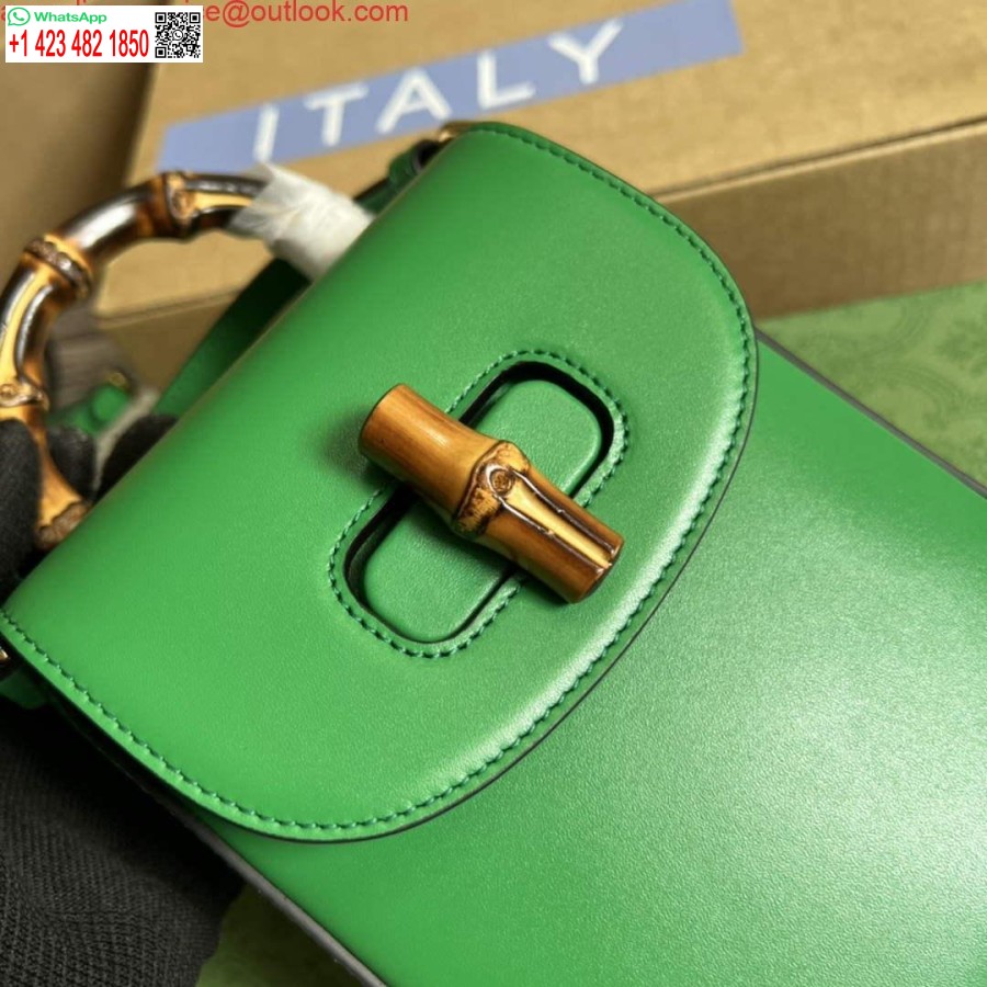 Replik Gucci 702106 Bambus Mini-Handtasche Grün