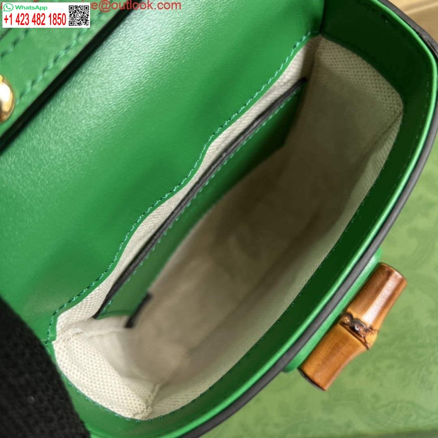 Replik Gucci 702106 Bambus Mini-Handtasche Grün