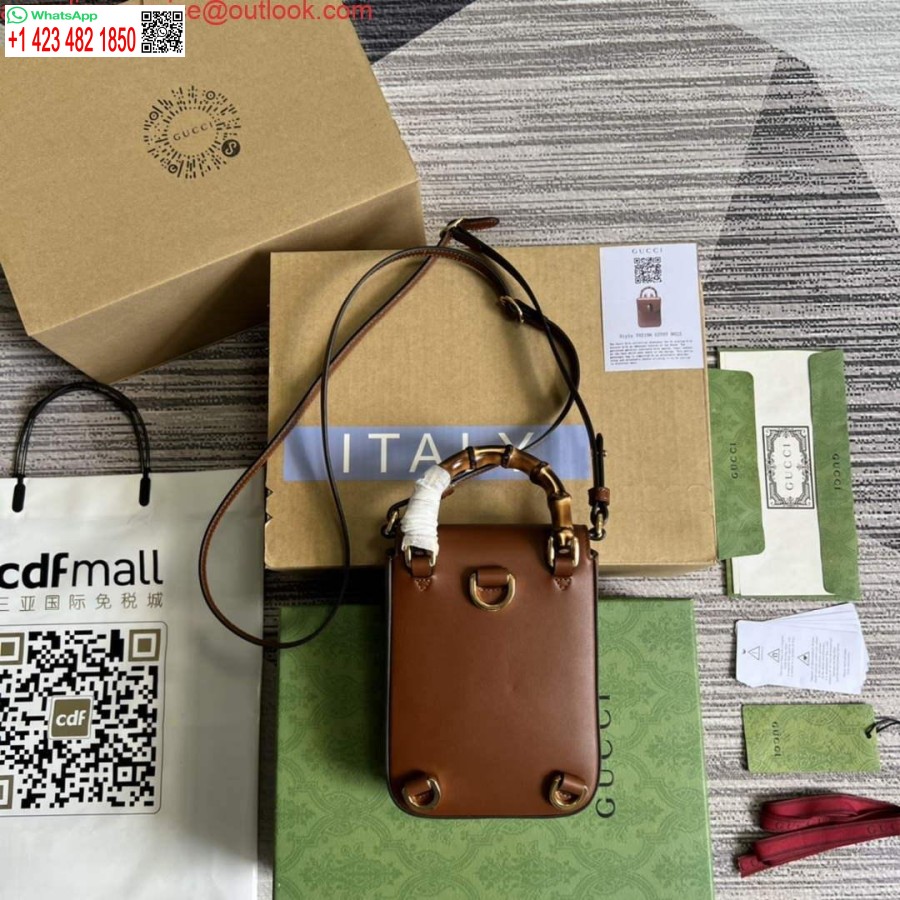 Replika Gucci 702106 Bambus Mini Håndtaske Brun