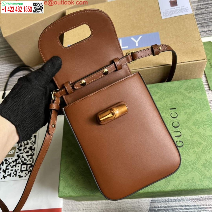 Replika Gucci 702106 Bambus Mini Håndtaske Brun