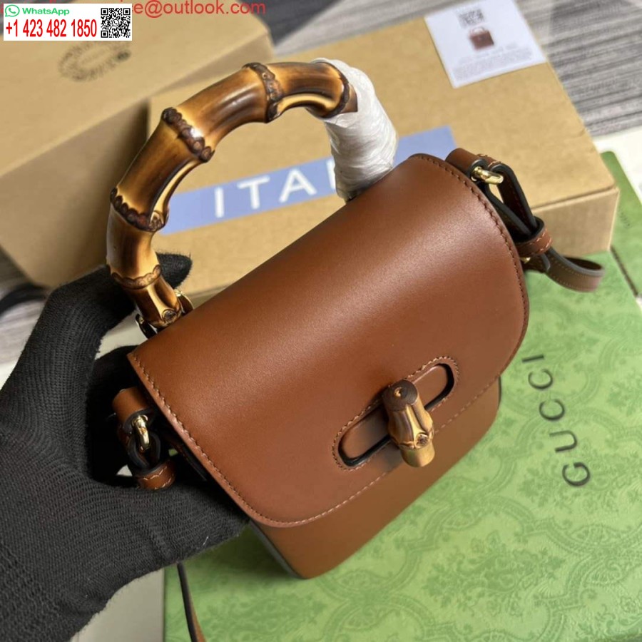 Replika Gucci 702106 Bambus Mini Håndtaske Brun