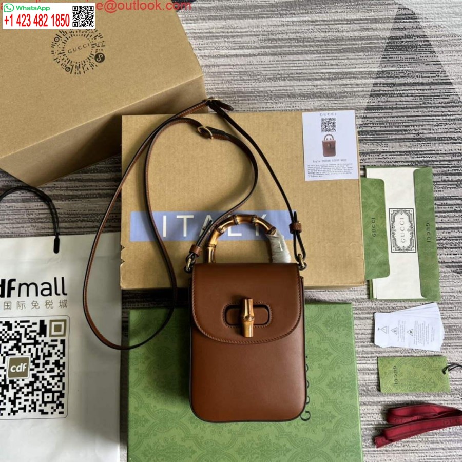 Replica Gucci 702106 Bambu Minikäsilaukku Ruskea