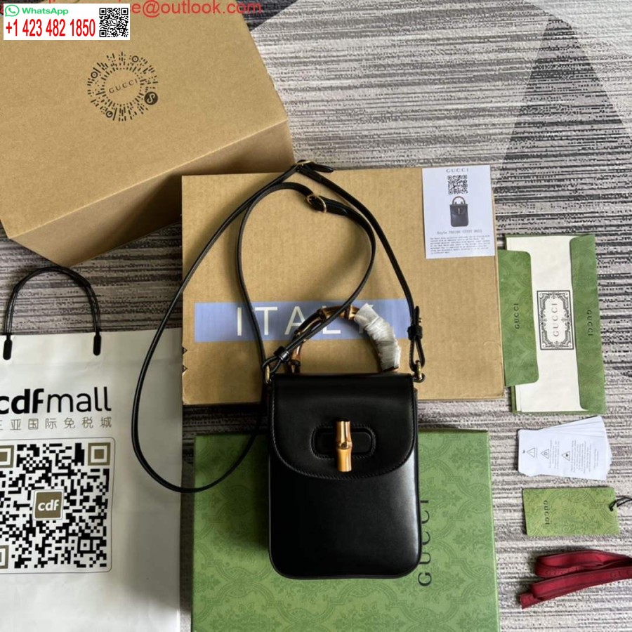 Replica Gucci 702106 Bambusa Mini Rokassomiņa Melna