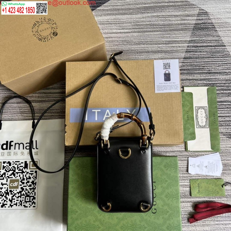 Replica Gucci 702106 Bambusa Mini Rokassomiņa Melna