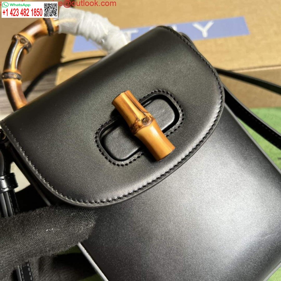 Replica Gucci 702106 Bambusa Mini Rokassomiņa Melna
