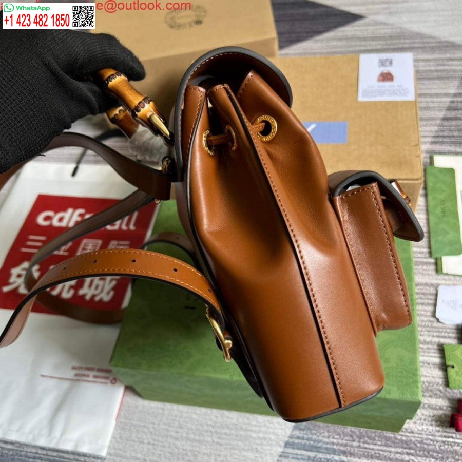 Replica Gucci 702101 Bambusa Mugursoma Brūna