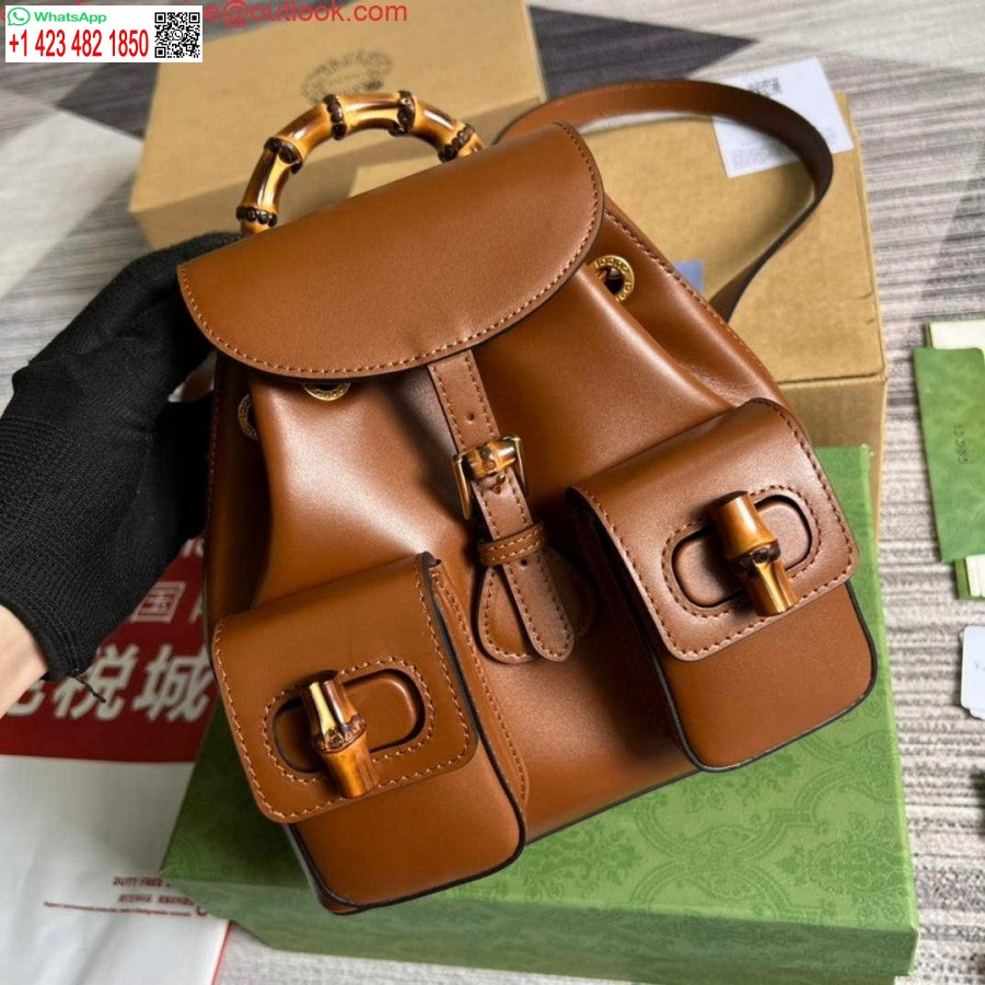Replica Gucci 702101 Bambusa Mugursoma Brūna