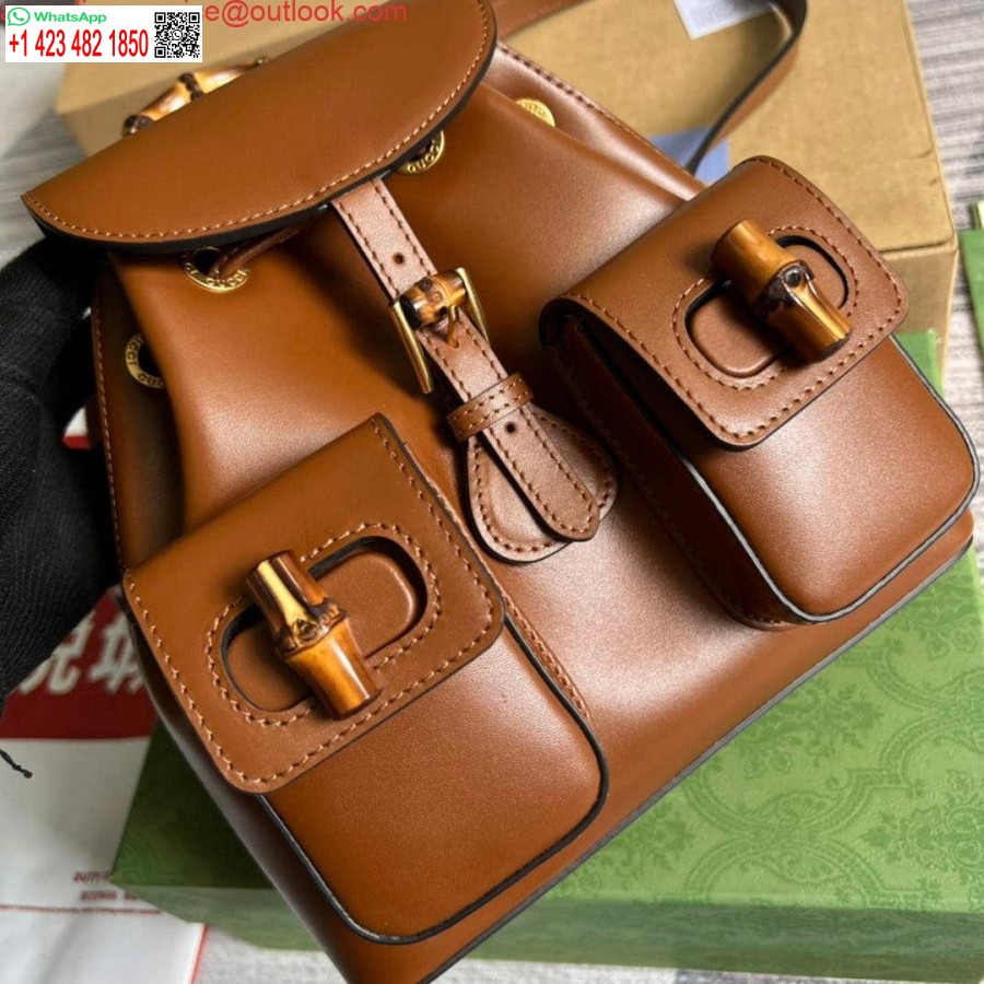 Replica Gucci 702101 Bambusa Mugursoma Brūna