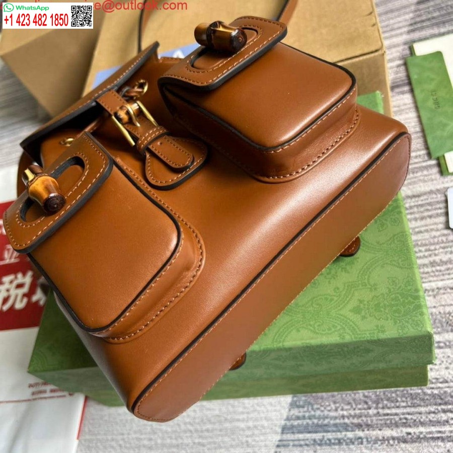 Replica Gucci 702101 Bambusa Mugursoma Brūna