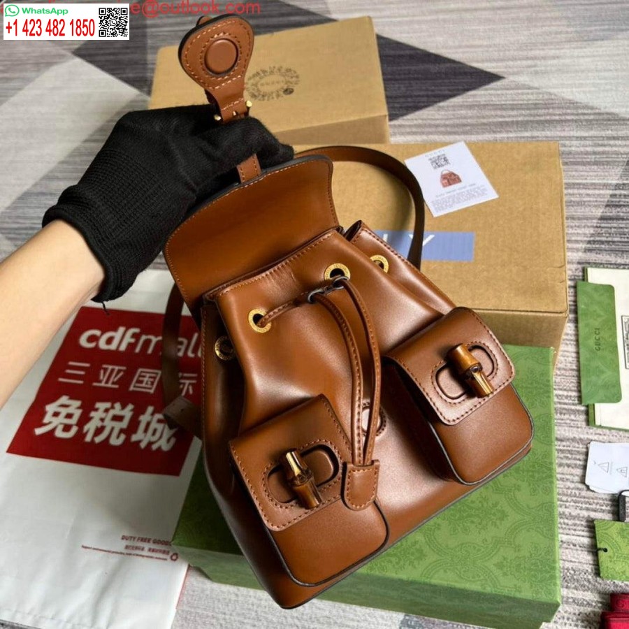 Replica Gucci 702101 Bambusa Mugursoma Brūna