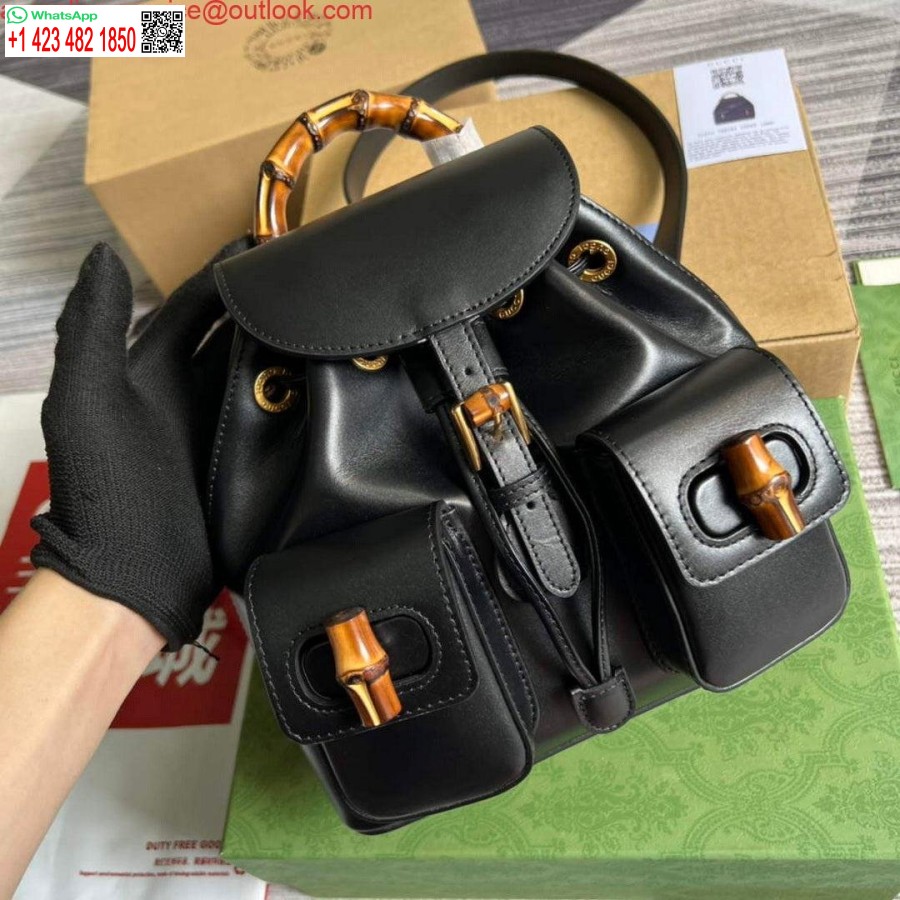 Replica Gucci 702101 Bambusa Mugursoma Melna