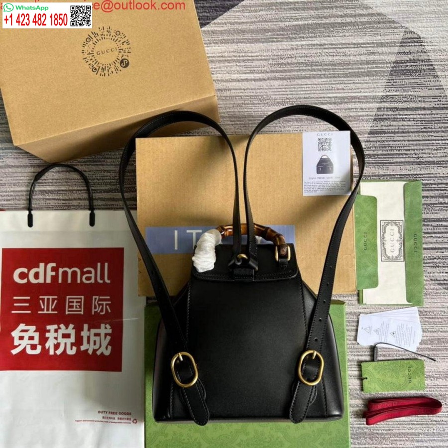 Replica Gucci 702101 Bambusa Mugursoma Melna