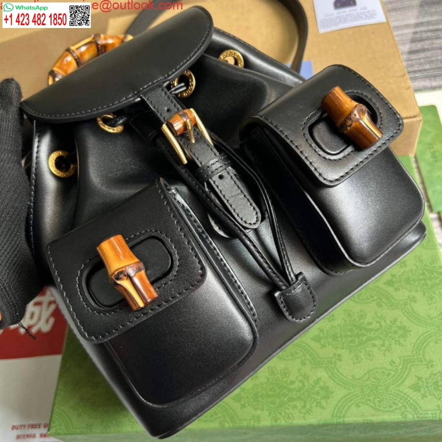 Replica Gucci 702101 Bambusa Mugursoma Melna