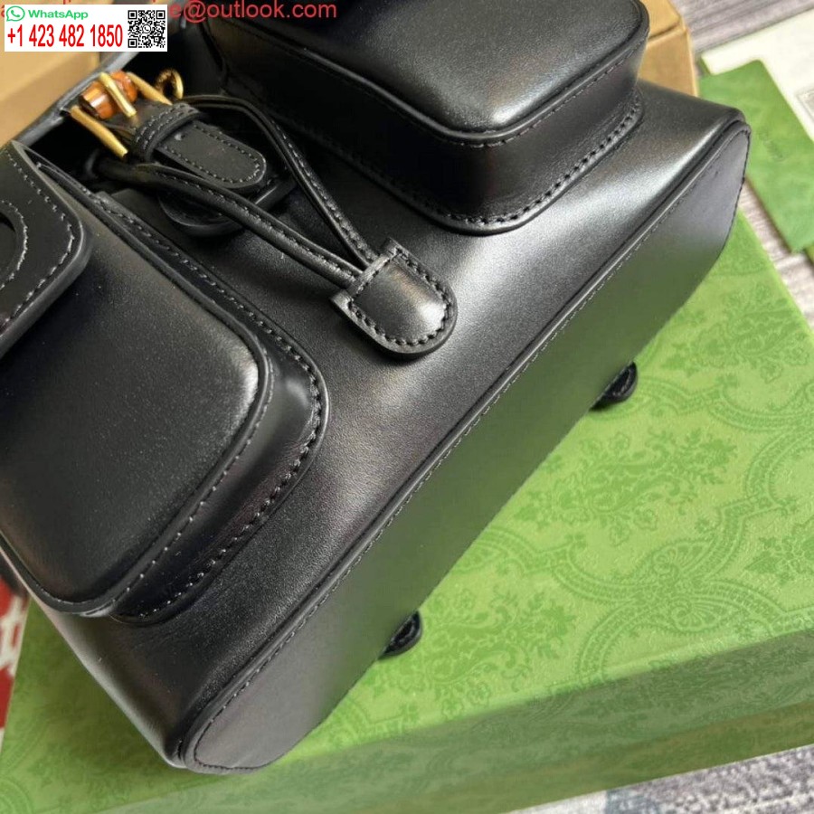 Replica Gucci 702101 Bambusa Mugursoma Melna
