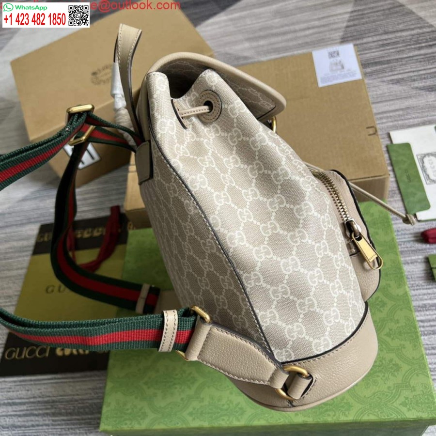 תיק גב רפליקה גוצ'י 674147 עם ג' בז' ולבן משתלבים