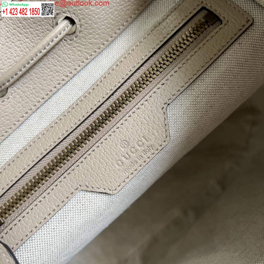 תיק גב רפליקה גוצ'י 674147 עם ג' בז' ולבן משתלבים
