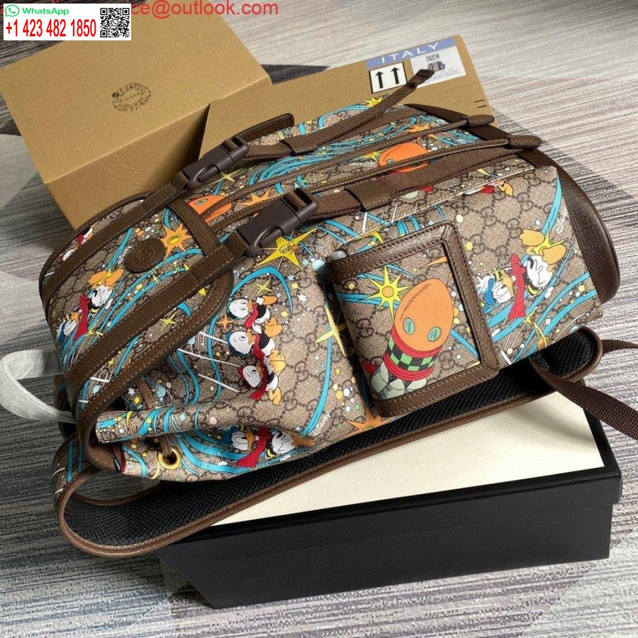 نسخة طبق الأصل غوتشي 645051 ديزني × غوتشي دونالد داك حقيبة ظهر متوسطة باللون البني