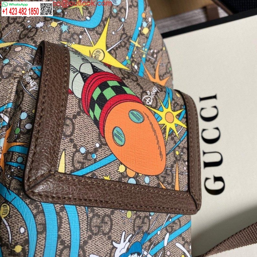 نسخة طبق الأصل غوتشي 645051 ديزني × غوتشي دونالد داك حقيبة ظهر متوسطة باللون البني