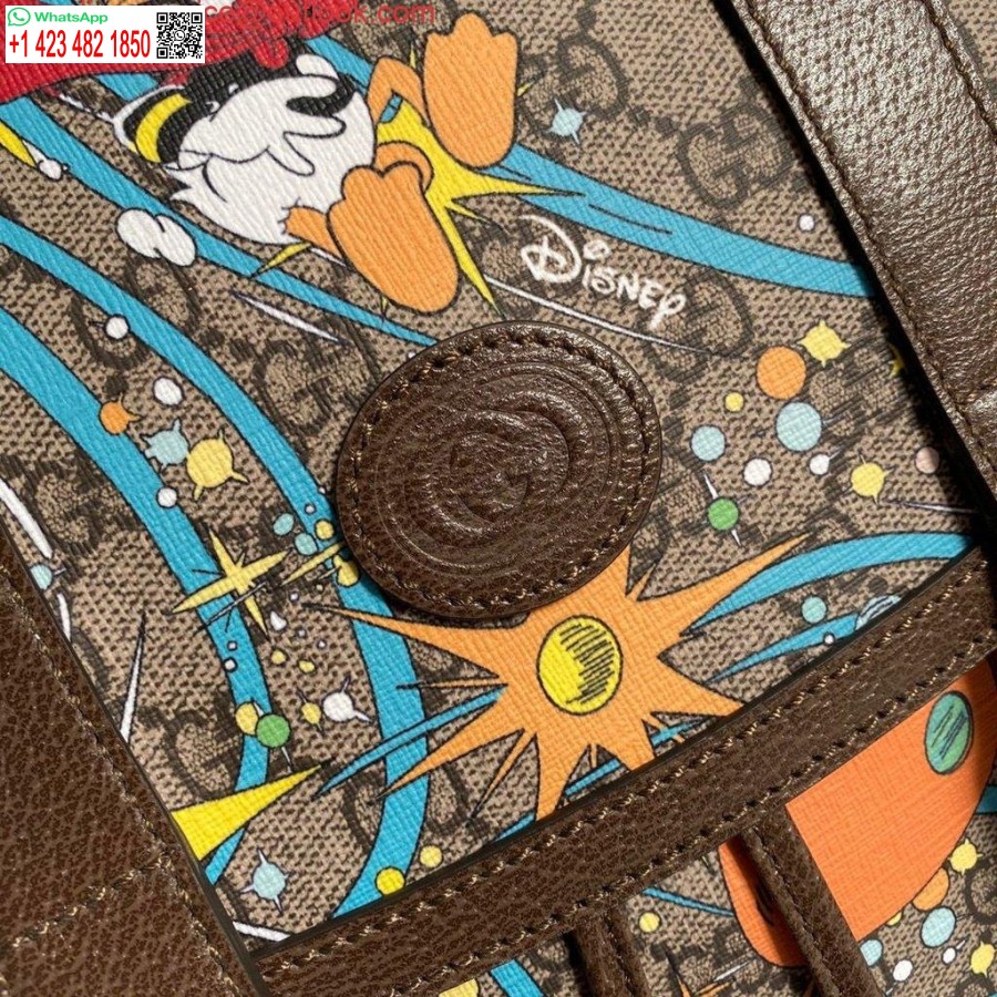 نسخة طبق الأصل غوتشي 645051 ديزني × غوتشي دونالد داك حقيبة ظهر متوسطة باللون البني