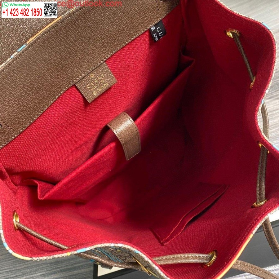 نسخة طبق الأصل غوتشي 645051 ديزني × غوتشي دونالد داك حقيبة ظهر متوسطة باللون البني
