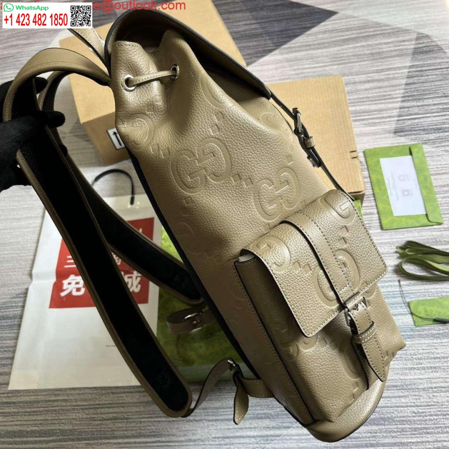 نسخة طبق الأصل من غوتشي 625770 حقيبة ظهر جامبو Gg رمادي داكن