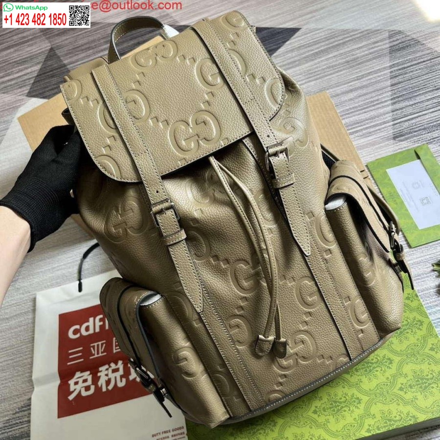 نسخة طبق الأصل من غوتشي 625770 حقيبة ظهر جامبو Gg رمادي داكن