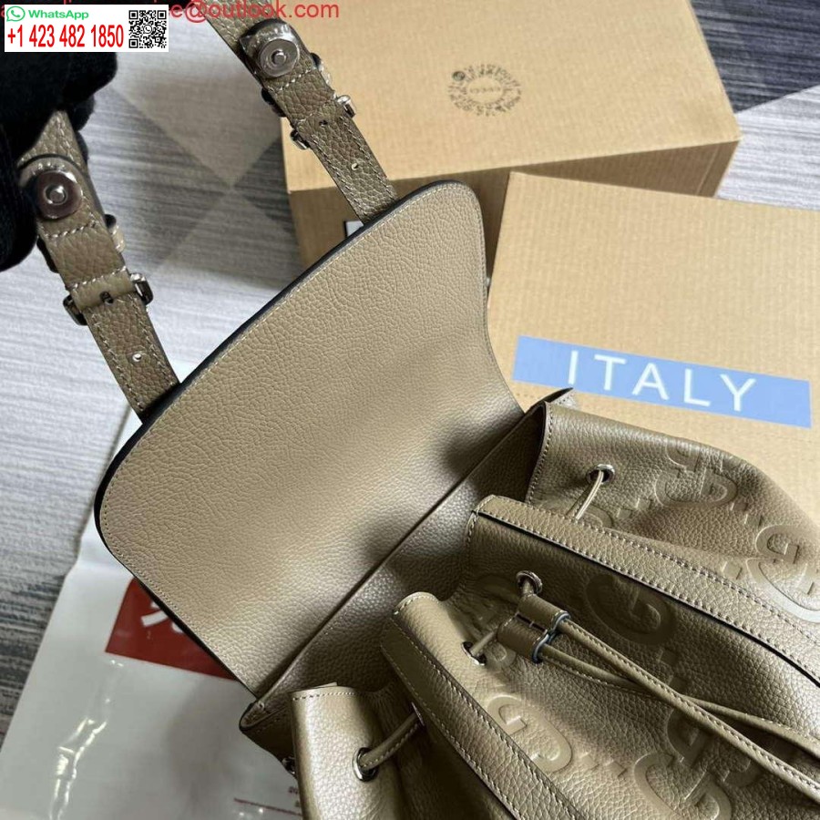 نسخة طبق الأصل من غوتشي 625770 حقيبة ظهر جامبو Gg رمادي داكن