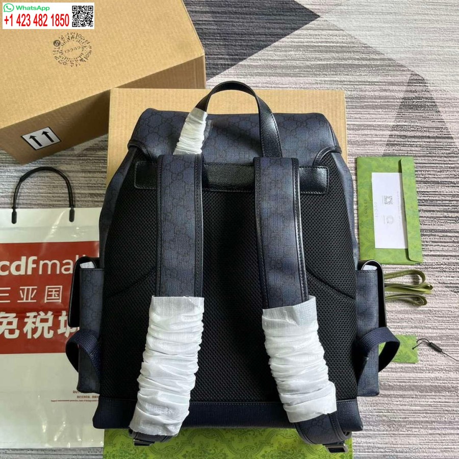 Replica Gucci 598140 Ophidia Gg Vidutinė Kuprinė Mėlyna Ir Juoda