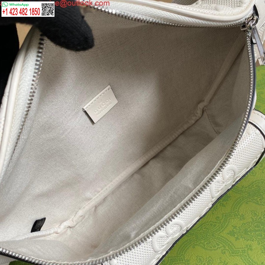 Replica Gucci 645093 Gg Reljefi Jostas Soma Balta Gg Reljefa āda