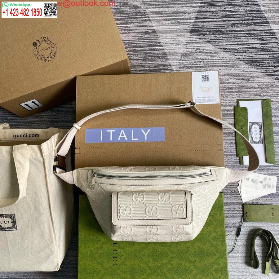 Replica Gucci 645093 Gg Reljefi Jostas Soma Balta Gg Reljefa āda