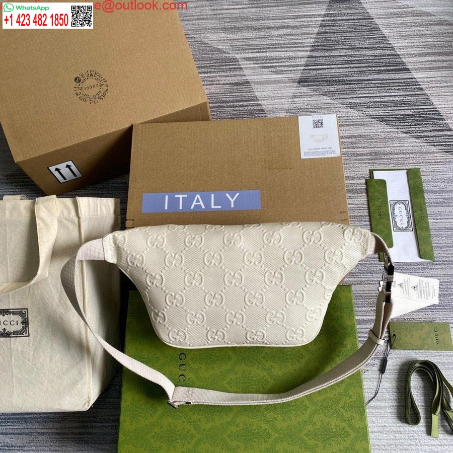 Replica Gucci 645093 Gg Reljefi Jostas Soma Balta Gg Reljefa āda