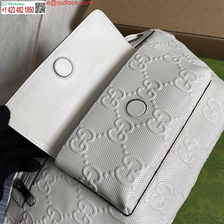 Replica Gucci 645093 Gg Reljefi Jostas Soma Balta Gg Reljefa āda