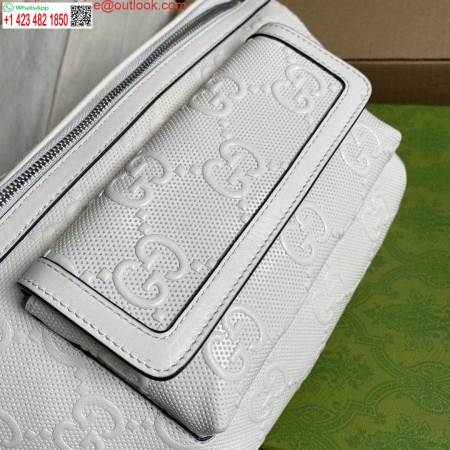 Replica Gucci 645093 Gg Reljefi Jostas Soma Balta Gg Reljefa āda