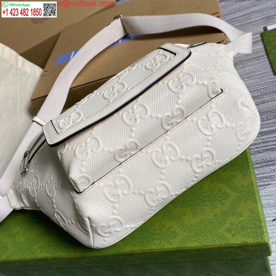 Replica Gucci 645093 Gg Reljefi Jostas Soma Balta Gg Reljefa āda