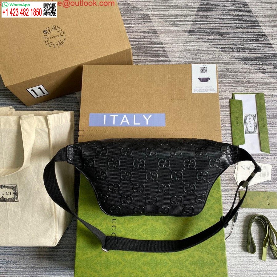 Replica Gucci 645093 Gg Reljefi Jostas Soma Melna Gg Reljefa āda