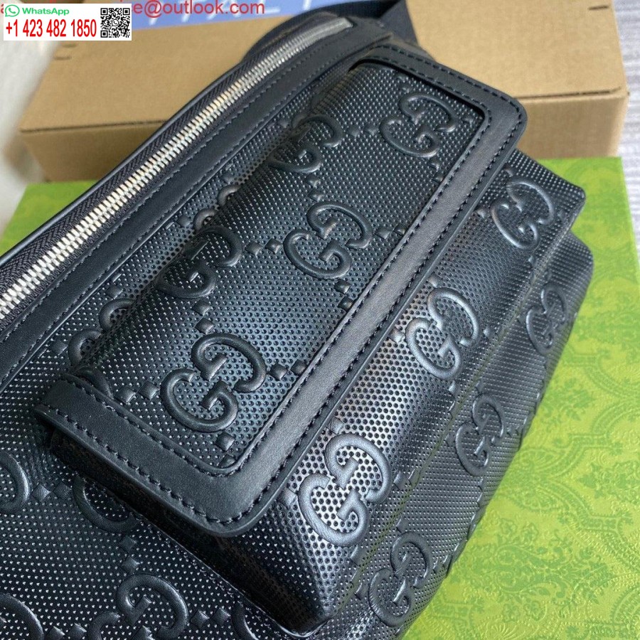 Replica Gucci 645093 Gg Reljefi Jostas Soma Melna Gg Reljefa āda