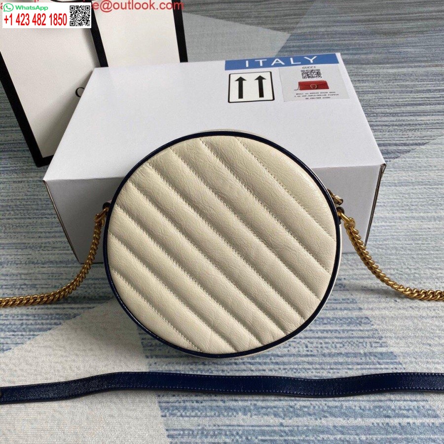 Replika Gucci 550154 Gg Marmont Mini Kulatá Taška Přes Rameno Bílá