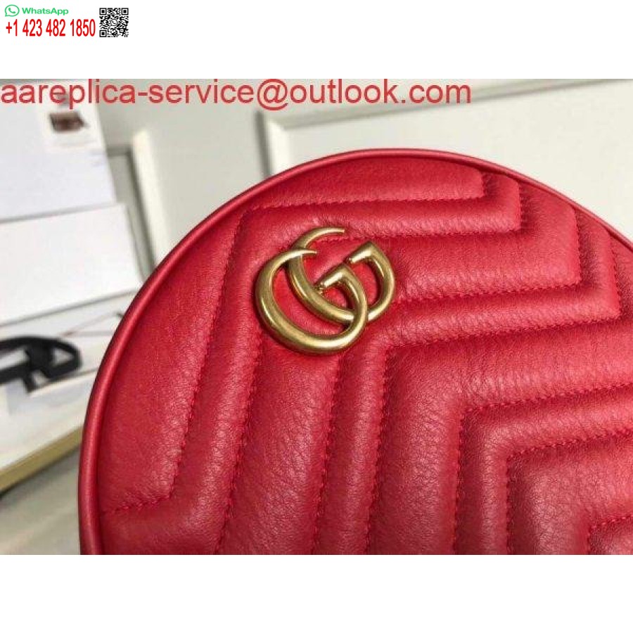 نسخة طبق الأصل غوتشي 550154 جي جي مارمونت حقيبة كتف مستديرة صغيرة حمراء