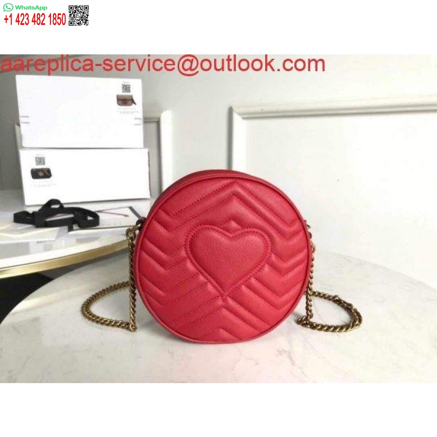 نسخة طبق الأصل غوتشي 550154 جي جي مارمونت حقيبة كتف مستديرة صغيرة حمراء