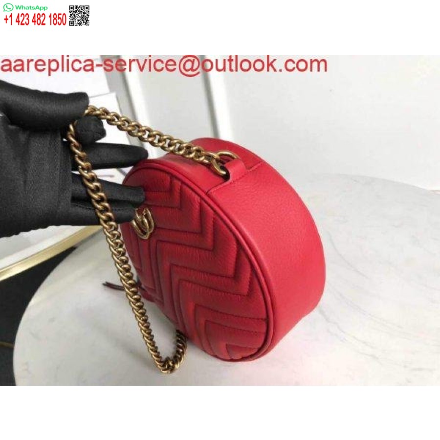 نسخة طبق الأصل غوتشي 550154 جي جي مارمونت حقيبة كتف مستديرة صغيرة حمراء