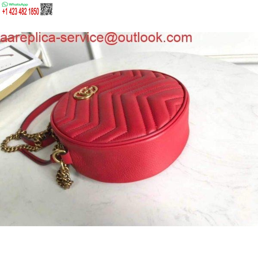 نسخة طبق الأصل غوتشي 550154 جي جي مارمونت حقيبة كتف مستديرة صغيرة حمراء